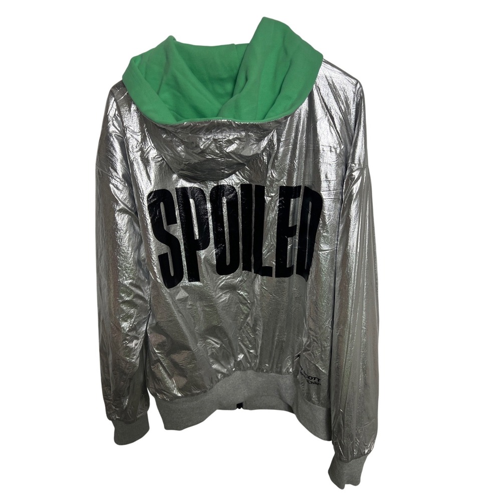 Jeremy Scott Spoiledchild Reversible Hoodie Green Metallic Silver Space Rocket L